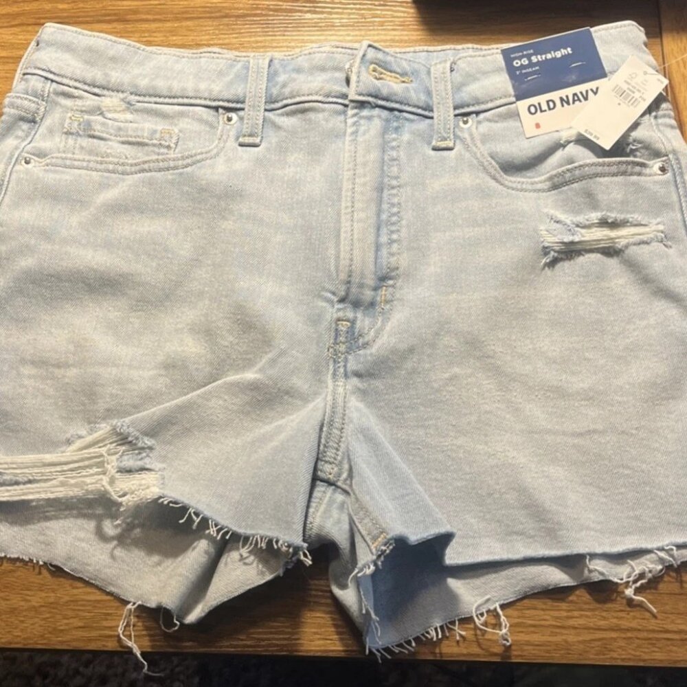 Old Navy OG Straight High Rise 3" Inseam Size 8  Light Blue Jean Shorts